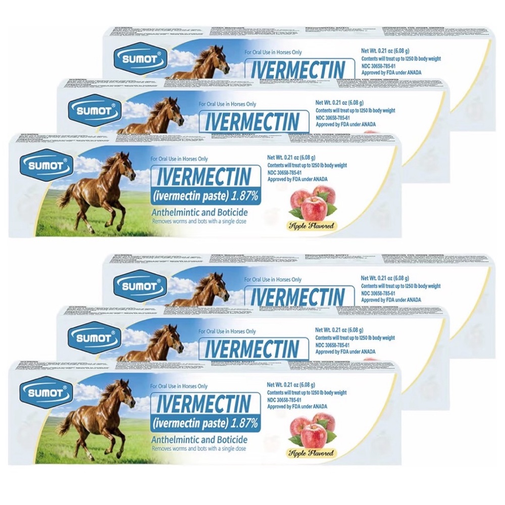 Horse Dewormer Paste Ivermectin 1.87% 6 Pack SUMOT Sealed